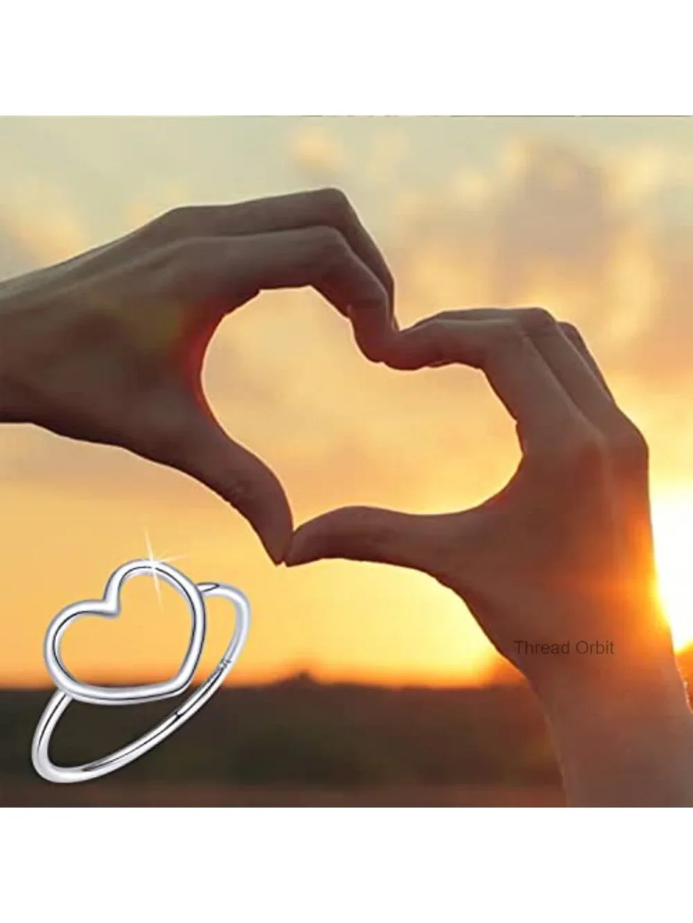 Sterling Silver White Gold Plated Minimalist Heart Ring Engagement Wedding